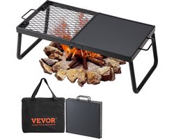 VEVOR BBQ Gills Houtskoolgrill Opvouwbare Grill Tafelgrill 570 X 285 X 230 Mm, 6 Kg Belastbare Draagbare Reisgrill Outdoor Campinggrill 300 ℃, Grillrooster + Grillplaat voor Tuinfeesten, Picknicks, Terras