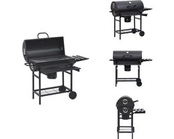 vidaXL Houtskool BBQ Grill - Houtskool BBQ Grills - Roker - Rokers - Barbecuevat met wielen en schappen 115x85x95 cm staal zwart