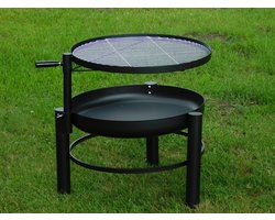 Vuurschaal met BBQ Rooster - Zwart