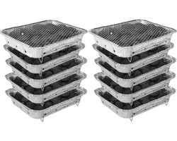 Wegwerp Barbecue met Houtskool – 10 Stuks – Instant BBQ Set voor Camping, Picknick, Balkon of Festival – Inclusief Rooster – Houtskool BBQ – BBQ Kopen