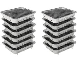 Wegwerp Barbecue met Houtskool – 12 Stuks – Instant BBQ voor Camping, Balkon, Picknick of Festival – Inclusief Rooster – Houtskool BBQ – BBQ Kopen
