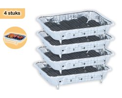 Wegwerpbarbecue 4 stuks – Instant BBQ met 600g Houtskool – Voor 8 Personen – Ideaal voor Balkon, Tafel en Picknick