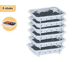 Wegwerpbarbecue 6 stuks – Instant BBQ met 600g Houtskool – Gebruiksklaar voor Camping, Picknick en Strand