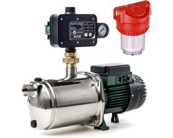 DAB EuroInox 40/50 M + DAB Control-D - Pompbesturing - Droogloopbeveiligingssysteem - Plaatsen op Beregeningspompen en Bronpompen met aanzuigslang 7 meter en voorfilter