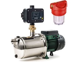 DAB JetInox 132 M + DAB Control-D - Pompbesturing - Droogloopbeveiligingssysteem - Plaatsen op Beregeningspompen en Bronpompen met aanzuigslang 7 meter en voorfilter