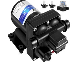 VEVOR Zelfaanzuigende Pomp, 12V DC 7,5 naar 11,3A Membraanpomp, 3 GPM Zelfaanzuigende Elektrische Pomp uit Polypropyleen Behuizing, voor Het Verpompen van Water, 1 x Filterzeef en 1 x Installatiekit