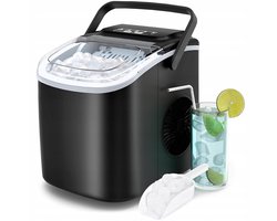 1.3L draagbare ijsmachine - Grote en kleine ijsmachines - Zelfreinigend - Met handgreep, zwart - 95W - Transparante kap met laag geluidsniveau - Automatische uitschakelsensor