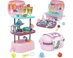 3-in-1 ijsje verkoop speelgoed set met 72 stukken en ijsmachine