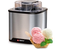 alpina IJsmachine 2L - IJsmaker voor Roomijs, Frozen Yoghurt & Sorbet - Kom 12 Uur Voorvriezen - Automatische Uitschakeling - RVS - Zilver