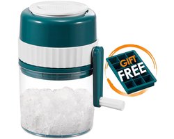 Aura® IJscrusher - met IJsschep - Professionele Ice Crusher - 3 RVS Messen - IJsvergruizer Handmatig - Groen - 19cm x 13cm x 20cm