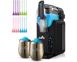 Bardi Slush Hero® Combi – Slushmachine 2,6L + 2 Thermoscups Goud + 12 Slush Lepelrietjes – Voor Slushies, Milkshakes, Frappé & Frozen Cocktails – Zelfreinigend – zwart