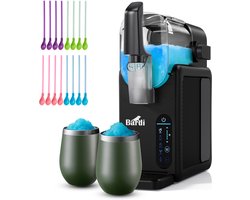 Bardi Slush Hero® Combi – Slushmachine 2,6L + 2 Thermoscups Groen + 12 Slush Lepelrietjes – Voor Slushies, Milkshakes, Frappé & Frozen Cocktails – Zelfreinigend – zwart