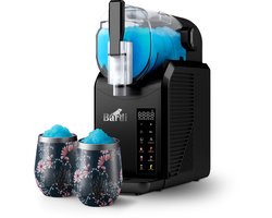 Bardi Slush Hero® Combi – Slushmachine 2,6L + 2 Thermoscups Japanese Flower + 12 Slush Lepelrietjes – Voor Slushies, Milkshakes, Frappé & Frozen Cocktails – Zelfreinigend – zwart