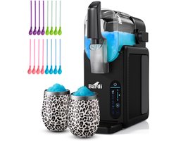 Bardi Slush Hero® Combi – Slushmachine - Slush Puppy Maker 2,6L + 2 Thermoscups Leo + 12 Slush Lepelrietjes – Voor Slushies, Milkshakes, Frappé & Frozen Cocktails – Zelfreinigend – zwart