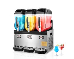 Commerciële slush-ijsmachine - Drievoudige granita machine - 3 x 12 L (36 L) Capaciteit - RVS Behuizing - Toetsenbediening - Snelle Koeling - Voor Horeca