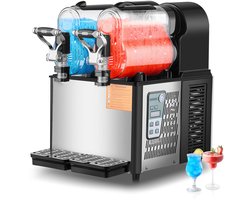 Commerciële Slushmachine, 3l X 2 Dubbele Tank Bevroren Drankmachine, 24-Kops Roestvrijstalen Margarita Smoothie Slushmachine voor Thuisfeesten, Restaurants, Cafés en Bars
