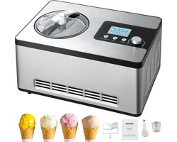 CYRO - IJsmachine - Schepijs Machine - Roomijsmachine - met Compressor - Sorbet IJsmachine - RVS - Incl. Receptenboek - Zilver