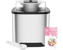 Direct IJsmachine 2 l - Met Opening Groot Deksel - Inclusief Schep van Roestvrij Staal - Speciaal IJs en Recept