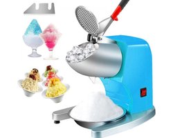 Elektrische ijsbreker machine ijsscheermachine ijsscheerapparaat 100 kg/u, roestvrijstalen ijsbreker scheerapparaat 300 W, 390x260x310 mm met plastic omhulsel en extra messen blauw
