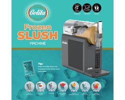 Gelita slush machine, Premium slush machine,ijskoffie, frappucino ,ijsdrankjes, frozen drinks, frozen cocktails, tot 12 uur lang koele drankjes, granita, zelfreinigingmodus, GRATIS ijskoffiemix bij slushmachine.