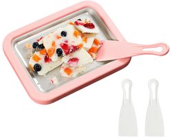 Gerolde IJs Bak - Yoghurt Dessert Machine - Zelf Desserts Maken - Dubbele Schraper - 22.6 cm breed - Roze