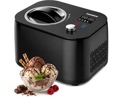 Heinner IJsmachine – 100 W – 1 L – Ingebouwde Compressor – LED-display – Touchbediening & Draaiknop – IJs-, Yoghurt-, Meng- & Koelfunctie – Uitneembare IJskom – Zwart