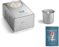 IJsmachine Emma 1,5 L met zelfkoelende compressor 150w, wit, gemaakt van roestvrij staal, ijsmaker met uitneembare ijsbewaarcontainer, ijsbeker