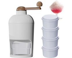 IJsmachine Handmatig - Sneeuwkegel Maker - Verfrissende Drankjes Maken - Roestvrijstalen Bladen - 10cm Diameter - Wit
