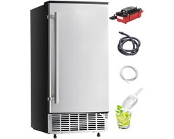 Ijsmachine - Onderbouw/Inbouw - Capaciteit 36 kg/dag - Afvoerpomp - Omkeerbare Deur - Roestvrij Staal