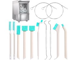 IJsmachine-Reinigersset, 10st Ijsmachine-Reinigingsborstels en 2st Dubbele Haaknaald Huishoudelijke Schoonmaakborstel Detailreinigerborstel voor Gaten Hoek Kleine Ruimte