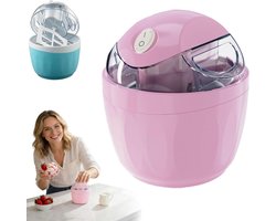 Ijsmachine - Roomijsmachine - Sorbetmaker - Mini ijsmachine - Zelf ijs maken - Binnen 15 minuten - Voor gelato, sorbet en yoghurt - Voor in de keuken en thuisgebruik -Perzikkleur