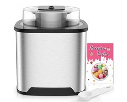IJsmachine Zelf Vriezend 2L – Ijsmaker / Ice Cream Maker met Timer, RVS Behuizing & Automatische Koelfunctie – Voor Roomijs, Sorbet en Yoghurt