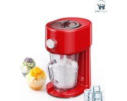 LifeStages - Slush Puppy Maker - Slushy Maker Ijsschepapparaat - Slush Ice Maker - 3 Bedieningsstanden Voor Grof En Fijn Ijs - Roestvrijstalen Bladen - Veiligheidssluiting - Rood