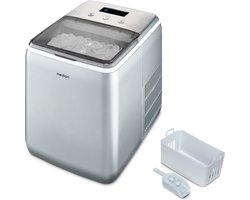 MEDION ijsblokjesmachine (ijsblokjesformaat klein & groot, waterreservoir van 2,6 liter, korte productietijd ca. 10 minuten, kristalheldere ijsblokjes, zelfreinigend, kijkvenster, display, MD11950)
