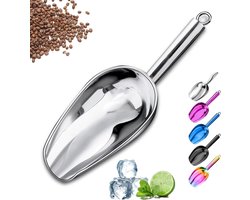 Metalen ijsschepper, keukenijsschepper voor ijsblokjesmachine, kleine roestvrijstalen ijsschepper voor vriezer, keukengadgets, koekjesmeel, hondenvoerschep (zilver, 3 oz)
