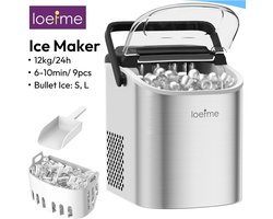 Mila Shop Draagbare elektrische ijsmachine - IJsblokjes machine - Roestvrij staal - Zelfreinigend - 1.2 kilo - 22x29x29cm