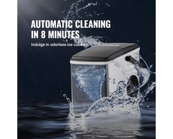 Momentum® - Draagbare Ijsmaker - Aanrecht ijsmachine - 12kg/24h - Zelfreinigende Functie - 2 Maten Ijs - Voor Thuis en Onderweg - 310x230x325mm - 120W - Zilver