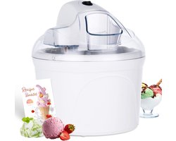 Professionele ijsmachine - Testwinnaar - Softijsmachine voor thuis - Yoghurtmaker en ijsmaker voor ijs - Gelato en sorbet - 1,5l ijscrème - Wit - incl. recept - Herbruikbaar