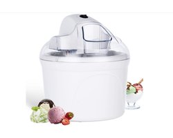 Professionele ijsmachine - Testwinnaar - Softijsmachine voor thuis - Yoghurtmaker en ijsmaker voor ijs - Gelato en sorbet - 1,5l ijscrème - Wit - incl. recept - Herbruikbaar