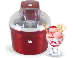 REN® Softijs Machine voor Thuis - Softijs Machine - Softijs Maker - Aluminium koelkom met dubbele isolatie - 1,8 L capaciteit - Rood - 20cm x 20cm x 23cm