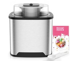 REN® Softijs Machine voor Thuis - Softijs Machine - Softijs Maker - bevriest in 30 minuten - 2 Liter - Zilver - 23cm x 23cm x 25cm