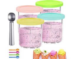 Reserveglazen voor ijsmachines met deksel Creami-houder - NC501 NC500-serie 680 ml - 11-in-1 Ninja-ijsmachine Creami Tubs - ijshouder BPA-vrij vaatwasmachinebestendig lekvrij - 4 stuks