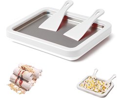 Roergebakken yoghurtmaker - Mini roergebakken ijsmachine - Kleine kinder-ijsmachine - Roestvrijstalen roergebakken ijsvorm - Doe-het-zelf thuis - Zelfgemaakte ijsvorm - Geschikt voor gezinnen en feestjes - Wit