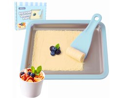 Rolled Ice Cream Maker - Zelf IJs Maken - Incl. 2 Spatels en Receptenboekje - Zonder stroom - Koelt tot -18°C - Teppanyaki - IJsmaker IJsmachine - IJsrolplaat - Blauw - Löwenthal
