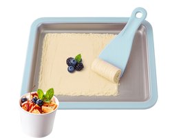 Rolled Ice Cream Maker - Zelf IJs Maken - Incl. 2 Spatels - IJsmaker IJsmachine - IJsrolplaat - Blauw - Löwenthal
