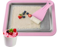 Rolled Ice Cream Maker - Zelf IJs Maken - Incl. 2 Spatels - IJsmaker IJsmachine - IJsrolplaat - Roze - Löwenthal