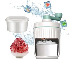 Rotary Handmatige IJskloppers - Ice Crusher met Hand Crank - IJskloppers en IJsblokkommen voor Bar - Keuken - Ijscrème en Slushymaking Accessoires - Wit - Groen