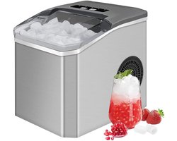 Rumi ijsblokjesvormen - Ijsblokjesmaten machine - IJsmaker - 12 KG per 24H - 9 Blokjes per 7 minuten - Draagbaar - 2 IJsblokjesmaten - Zelfreinigend - IJsschepje en ijsbakje inbegrepen - 1.3L Watertank - 150W - Zwart - 25x30x28cm - Energiezuinig