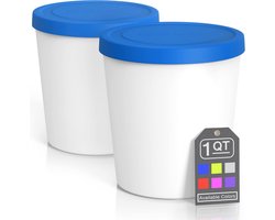 Set van 2 IJscontainers met Deksel - Perfect voor Zelfgemaakt IJs, Sorbet en Gelato - 1 Liter Capaciteit