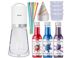 Sneeuwkegelmachine set met 3 smaken en 25 kegelbekers - ideale elektrische ijsmaker voor feesten en kinderactiviteiten